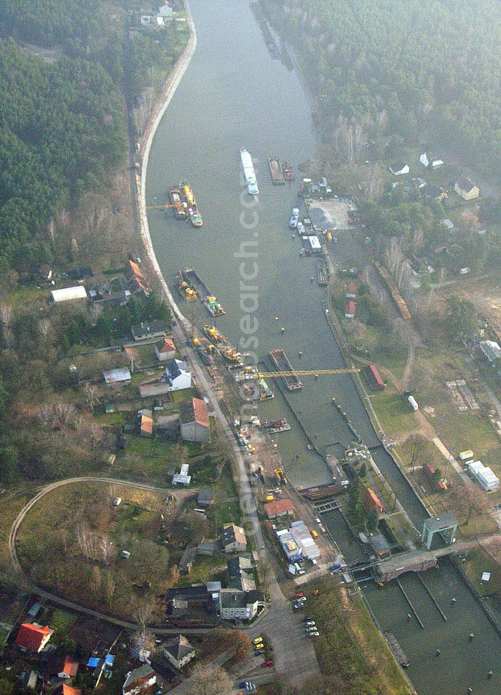 Aerial photograph Wernsdorf - 10.12.2004 Wernsdorf, Blick auf den Ausbau der Wernsdorfer Schleuse am Oder-Spree-Kanal in Wernsdorf (zu Erkner).