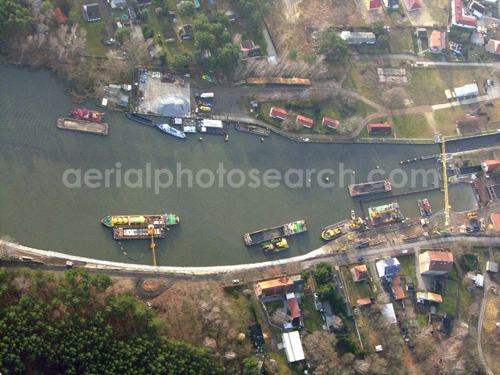 Wernsdorf from above - 10.12.2004 Wernsdorf, Blick auf den Ausbau der Wernsdorfer Schleuse am Oder-Spree-Kanal in Wernsdorf (zu Erkner).