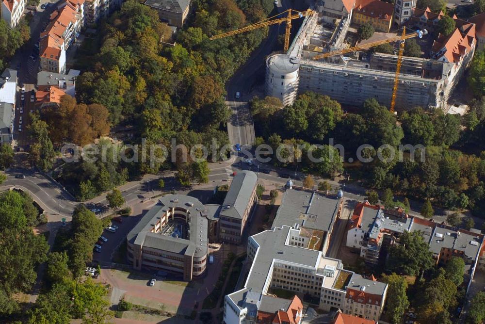 Aerial photograph Halle - Blick auf Schloss Moritzburg am Schlossberg in Halle, das zur Zeit restauriert wird (Kontakt Stiftung Moritzburg: Friedemann-Bach-Platz 5, D-06108 Halle (Saale), Telefon: 0345-21259-0, Telefax: 0345-2029990, poststelle@moritzburg.lsa-net.de)