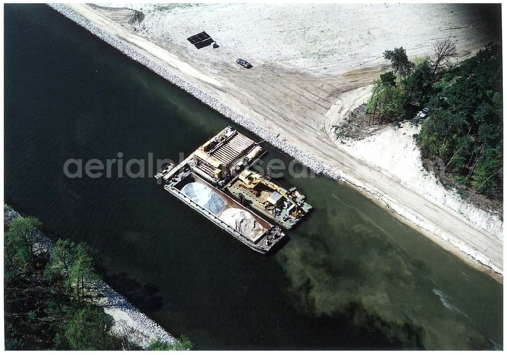 westlich von Genthin from the bird's eye view: Ausbauarbeiten am Elbe-Havel-Kanal - Verlauf bei Genthin.