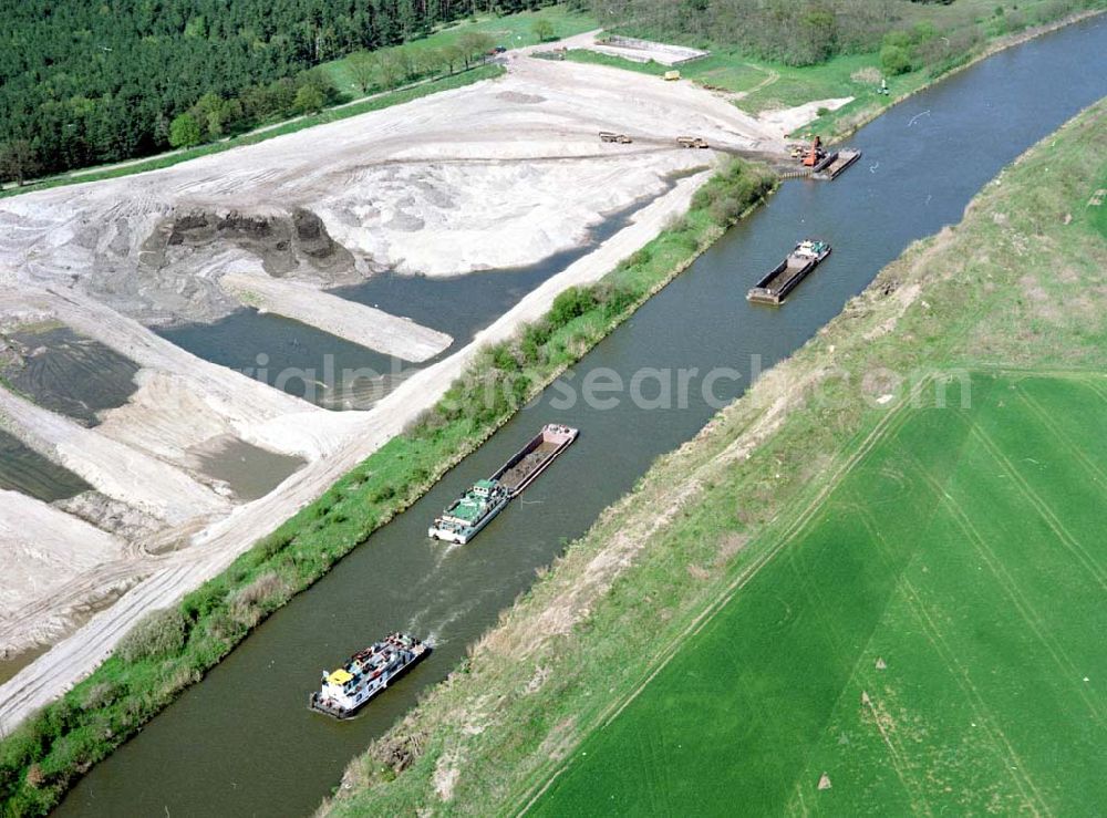 Aerial photograph bei Genthin - Ausbauarbeiten am Elbe-Havel-Kanal - Verlauf bei Genthin.