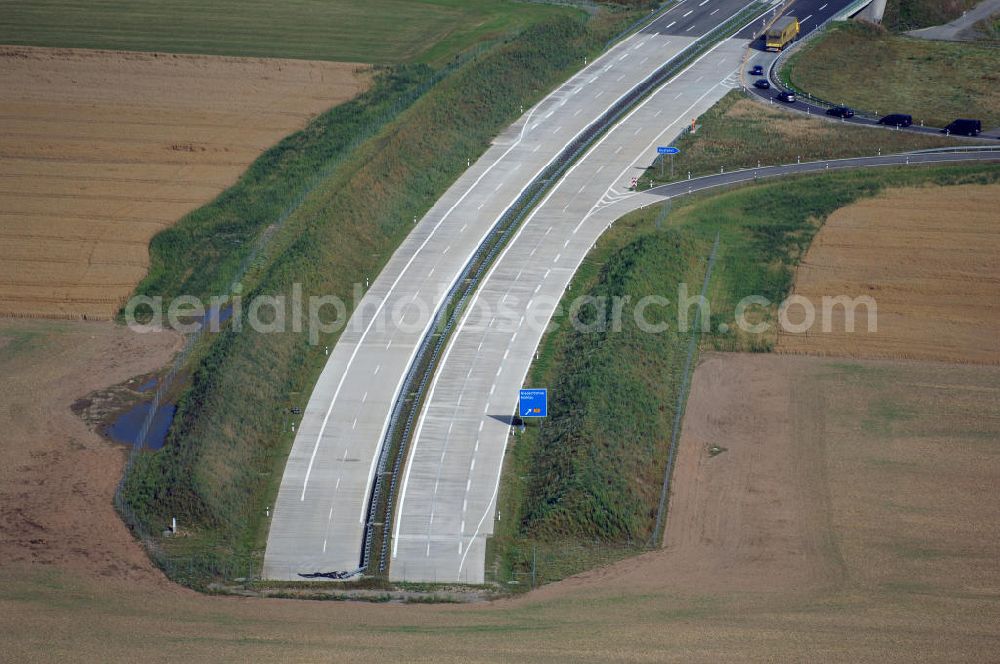 Niederfrohna from above - Blick auf das derzeitige Autobahnende / Ausbaustand der Autobahn 72 zwischen Niederfrohna und Mühlau. Kontakt: DEGES Deutsche Einheit Fernstraßenplanungs- und -bau GmbH, Zimmerstraße 54, 10117 Berlin, Tel. 030 20243332 Herr Penther