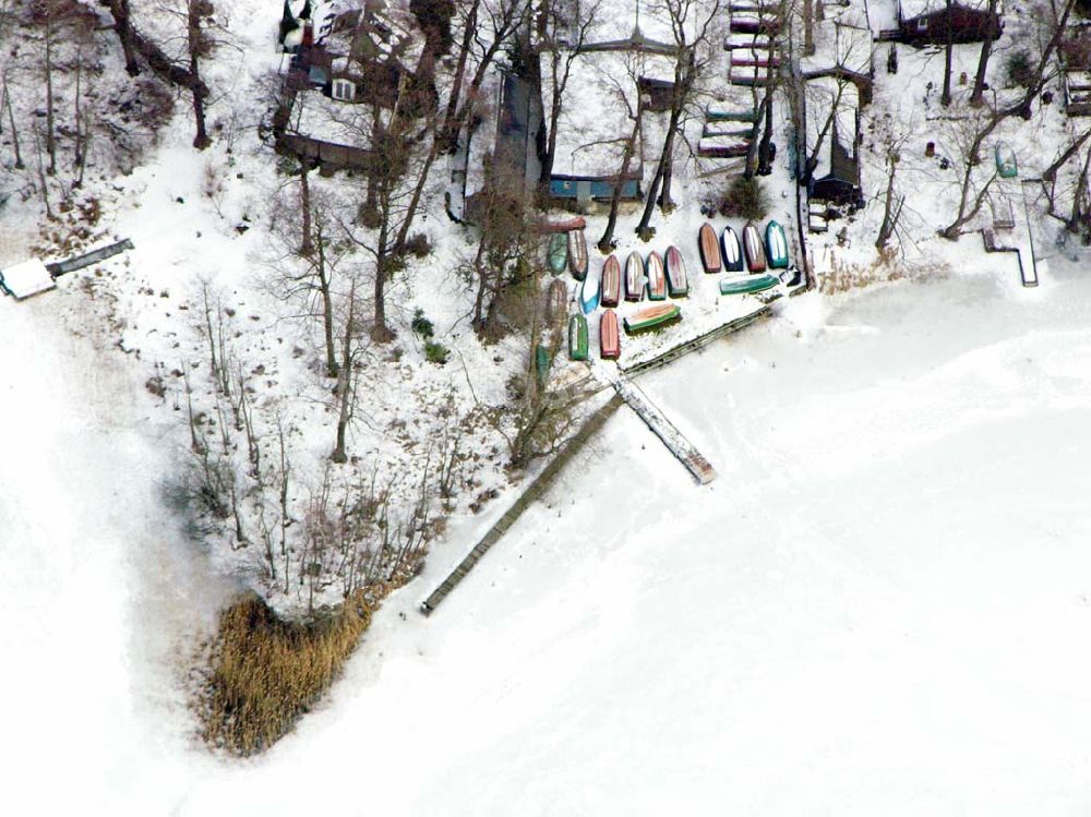 Postbruch from above - Blick auf den Bötzsee mit dem Uferbereich des Anglervereins Postbruch.