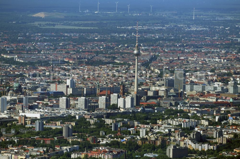 Aerial image Berlin - View of the center of Berlin from the Tempelhofer Feld