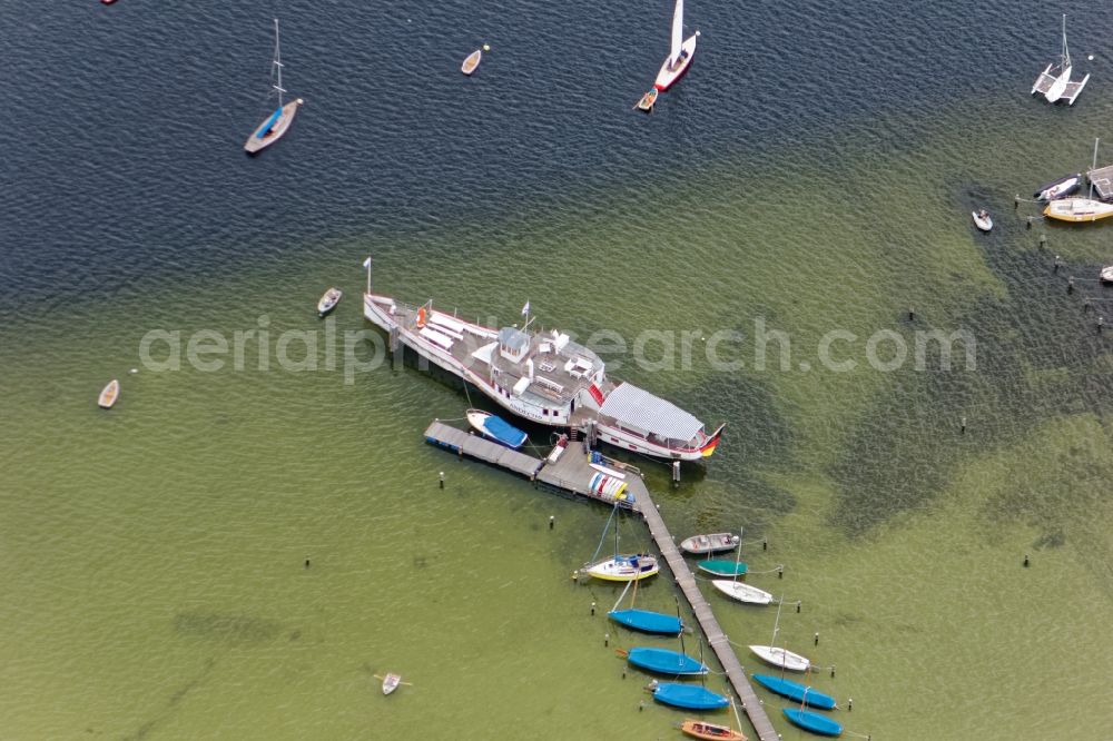 Utting am Ammersee from the bird's eye view: Passenger ship Andechs in Utting am Ammersee in the state Bavaria, Germany