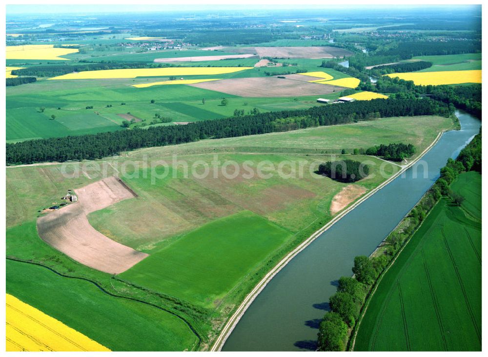 Aerial image Parey / Sachsen-Anhalt - Ausgleichs- und Ersatzmaßnahmen am Wasserstraßenkreuz Magdeburg / Elbe-Havel-Kanal. Ein Projekt des Wasserstraßenneubauamtes Magdeburg