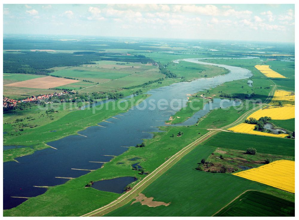 Aerial image Kehnert / Sachsen-Anhalt - Ausgleichs- und Ersatzmaßnahmen am Elbverlauf bei Kehnert am Wasserstraßenkreuz Magdeburg / Elbe-Havel-Kanal. Ein Projekt des Wasserstraßenneubauamtes Magdeburg