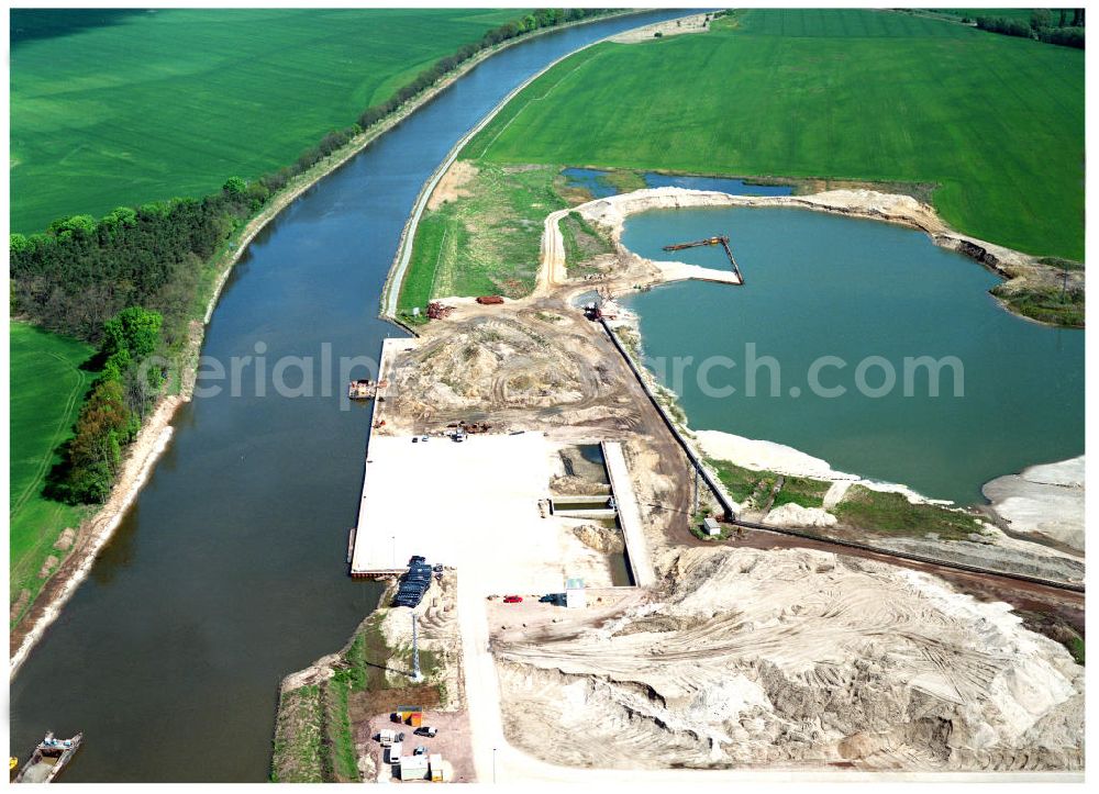 Burg / Sachsen-Anhalt from above - Ausgleichs- und Ersatzmaßnahmen am Elbe-Havel-Kanal nordöstlich von Burg am Wasserstraßenkreuz Magdeburg / Elbe-Havel-Kanal. Ein Projekt des Wasserstraßenneubauamtes Magdeburg