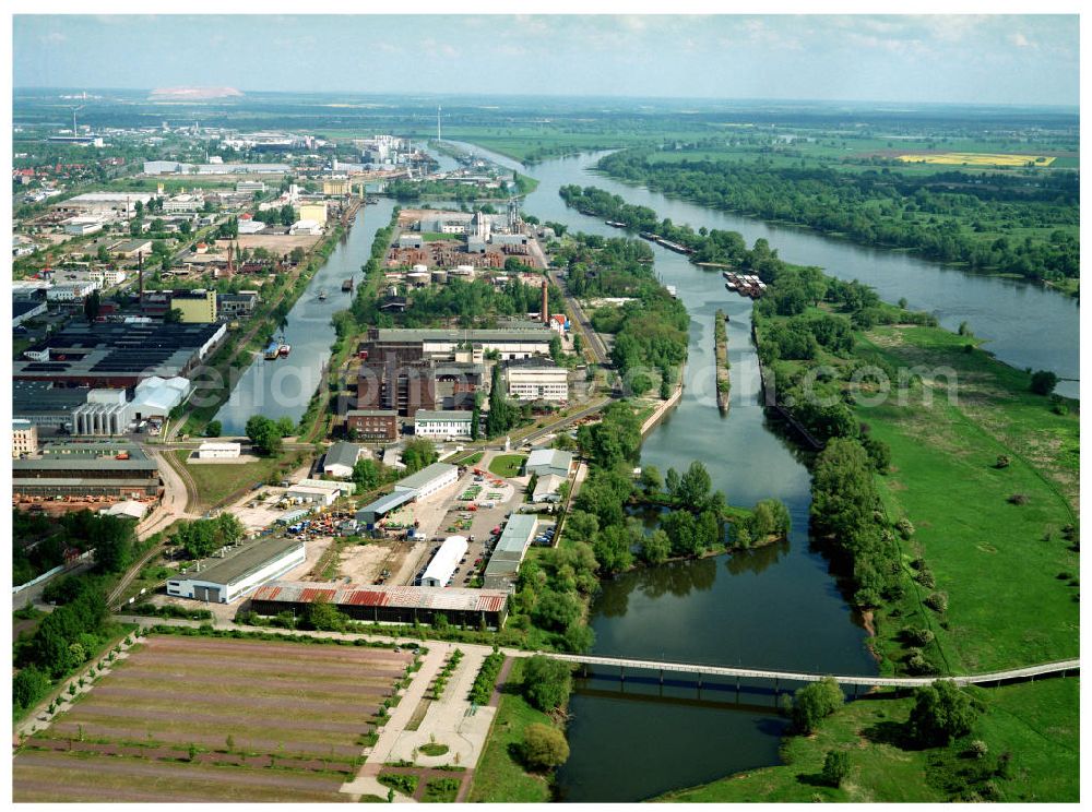 Magdeburg / Sachsen-Anhalt from above - Ausgleichs- und Ersatzmaßnahmen am Wasserstraßenkreuz Magdeburg / Elbe-Havel-Kanal. Ein Projekt des Wasserstraßenneubauamtes Magdeburg