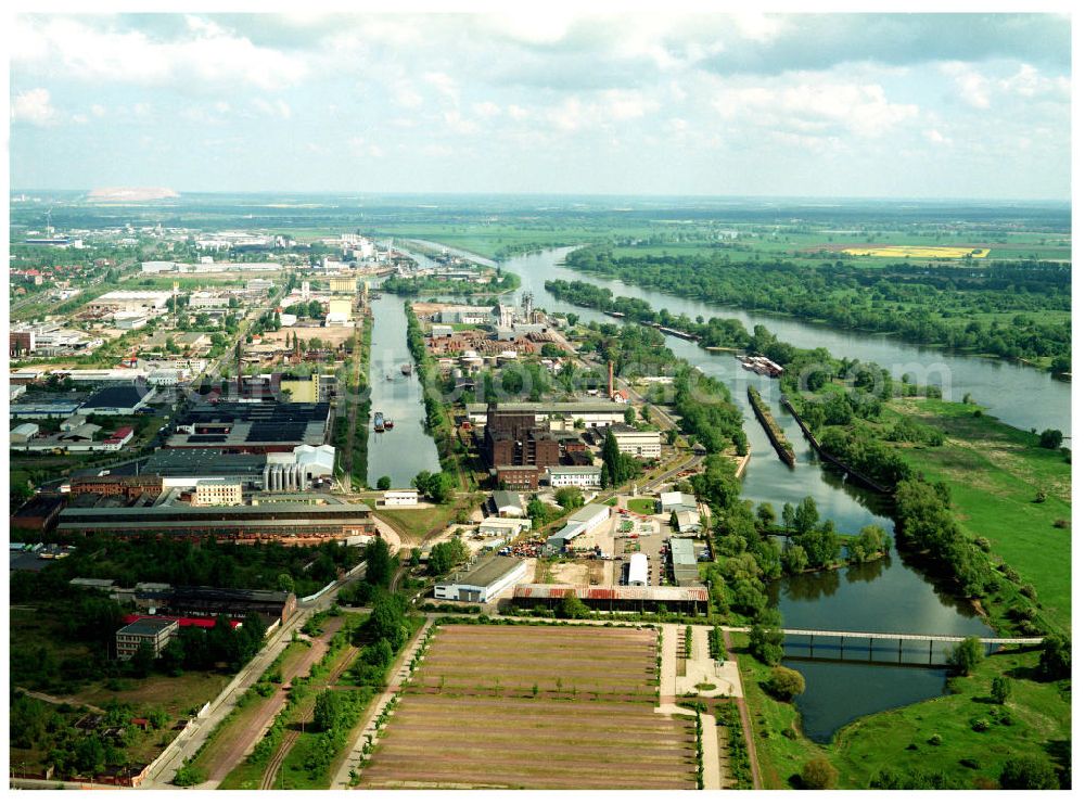 Magdeburg / Sachsen-Anhalt from the bird's eye view: Ausgleichs- und Ersatzmaßnahmen am Wasserstraßenkreuz Magdeburg / Elbe-Havel-Kanal. Ein Projekt des Wasserstraßenneubauamtes Magdeburg