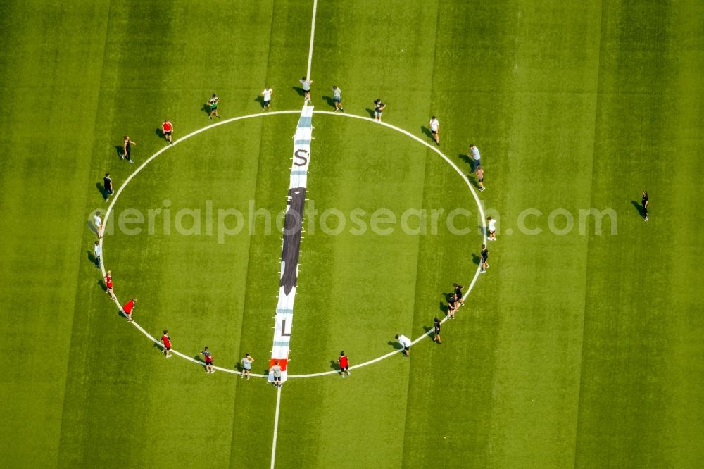 Aerial photograph Oberhausen - Sports facility grounds of stadium Niederrhein of SC Rot-Weiss in Oberhausen in the state North Rhine-Westphalia, Germany