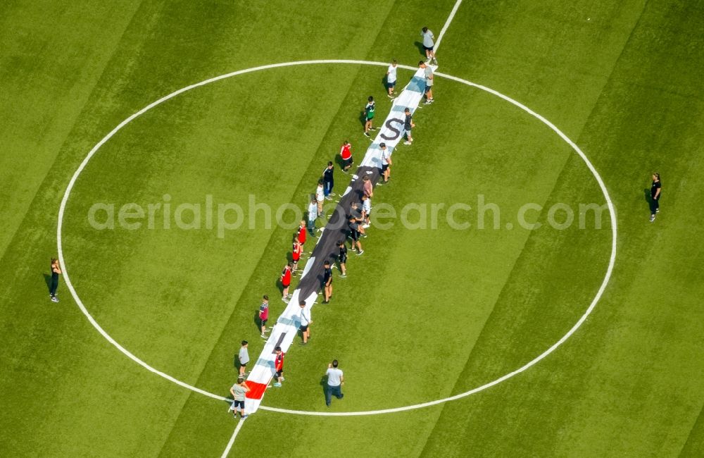 Aerial photograph Oberhausen - Sports facility grounds of stadium Niederrhein of SC Rot-Weiss in Oberhausen in the state North Rhine-Westphalia, Germany