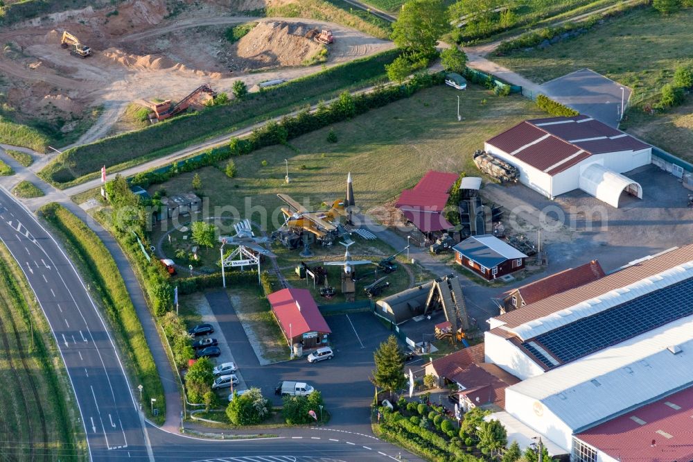 Aerial image Stammheim - Exhibition of fighter aircrafts and tanks and Museum building ensemble of Museum for Military History in Stammheim in the state Bavaria, Germany