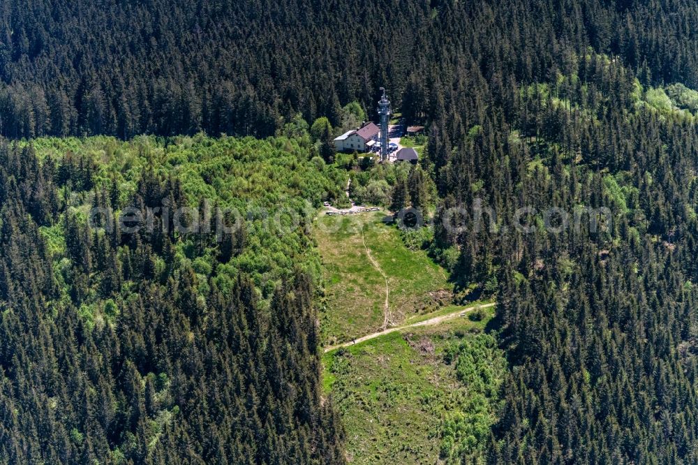 Aerial photograph Titisee-Neustadt - Structure of the observation tower Berggasthaus Hochfirst in Titisee-Neustadt in the state Baden-Wurttemberg, Germany