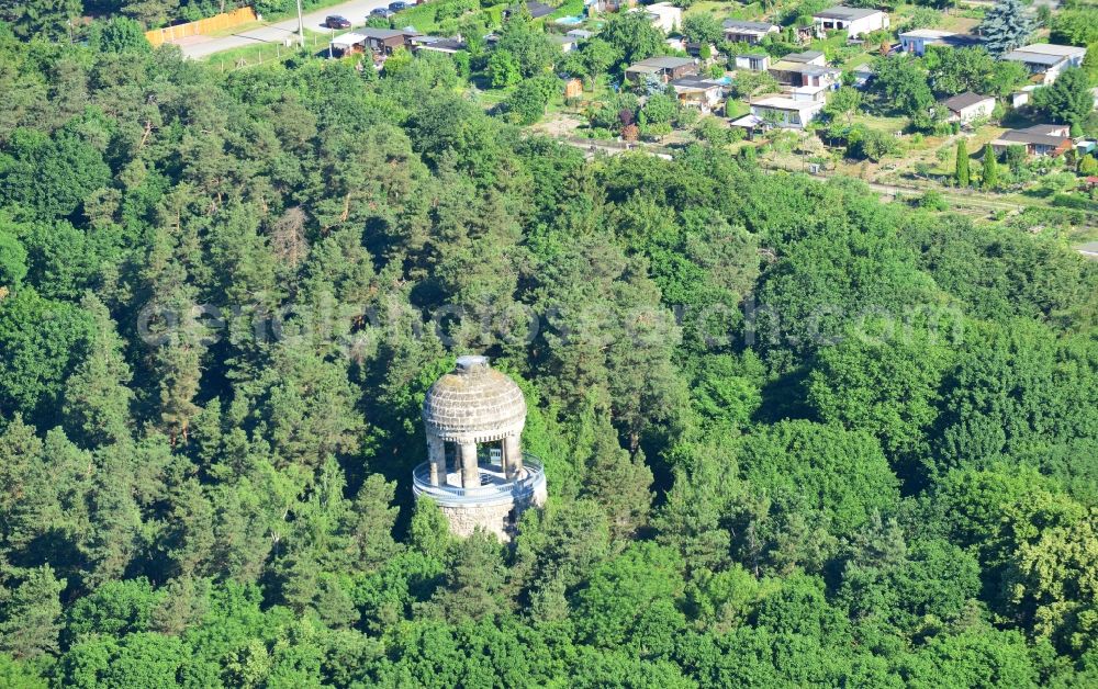 Halberstadt from the bird's eye view: Bismarck tower in the landscape park Spiegelsberge in Halberstadt, in Saxony-Anhalt