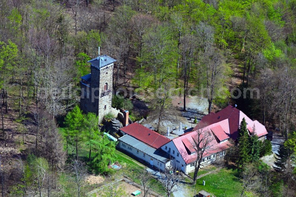 Aerial photograph Cunewalde - Structure of the observation tower Czorneboh in Cunewalde in the state Saxony, Germany