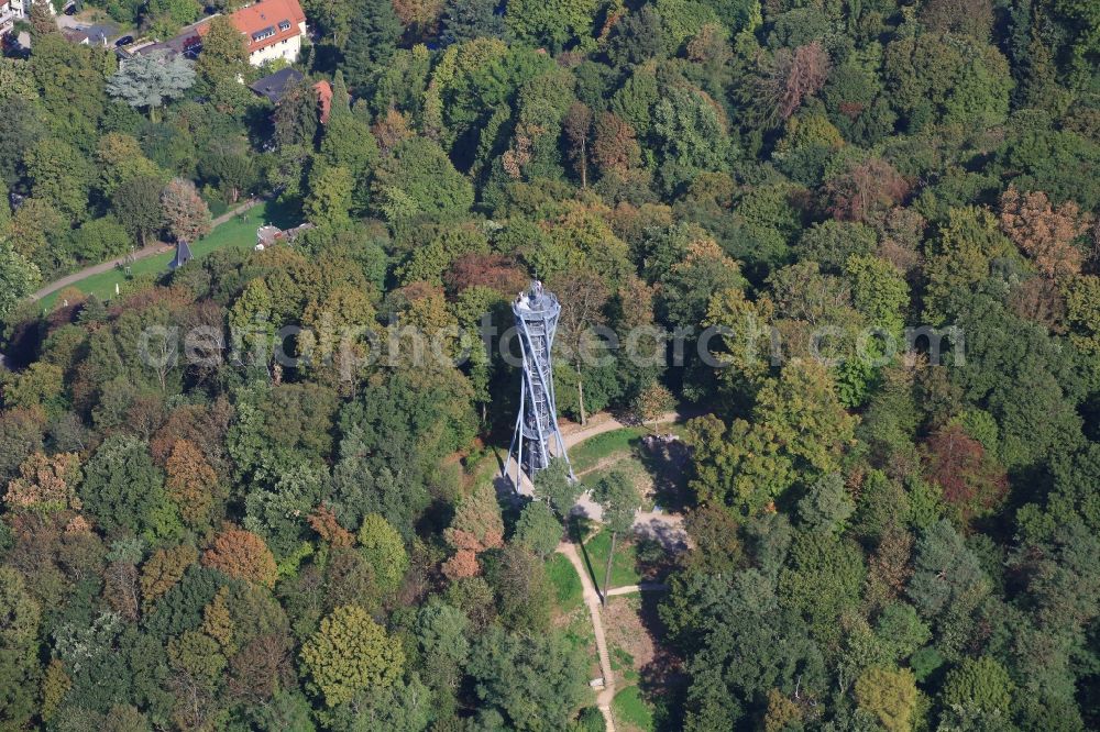 Freiburg im Breisgau from the bird's eye view: Observation tower Schlossbergturm in Freiburg im Breisgau in the state Baden-Wurttemberg