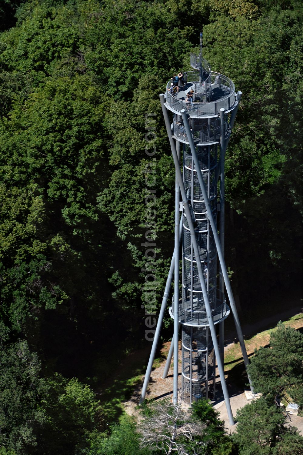 Freiburg im Breisgau from the bird's eye view: Observation tower Schlossbergturm in Freiburg im Breisgau in the state Baden-Wurttemberg