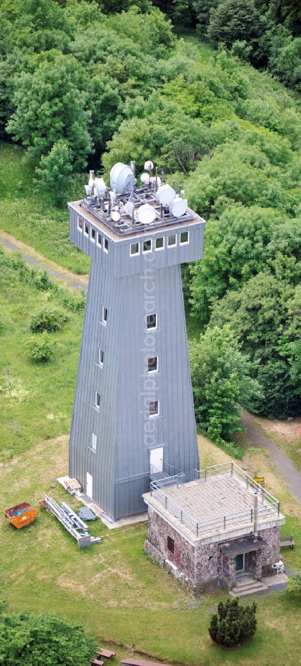 Aerial image Breitungen - Aussichtsturm auf dem Pleßberg in Thüringen. Viewing tower at the Pleßberg mountain in Thuringia.