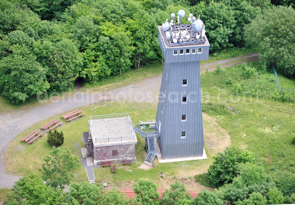 Aerial image Breitungen - Aussichtsturm auf dem Pleßberg in Thüringen. Viewing tower at the Pleßberg mountain in Thuringia.