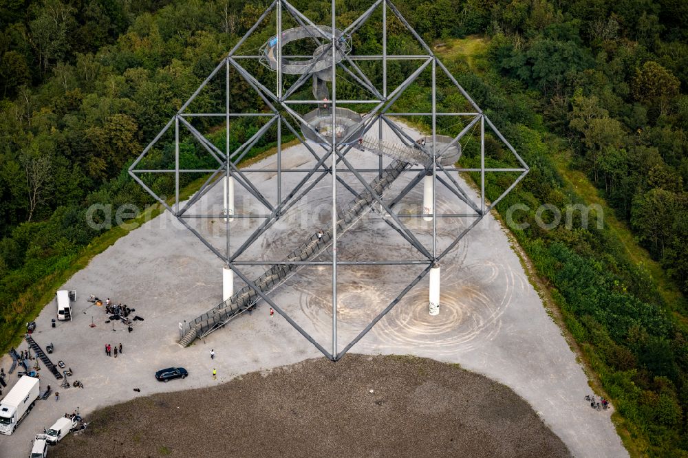 Bottrop from above - Observation tower tetrahedron in the heap at Beckstrasse in Bottrop in the state of North Rhine-Westphalia