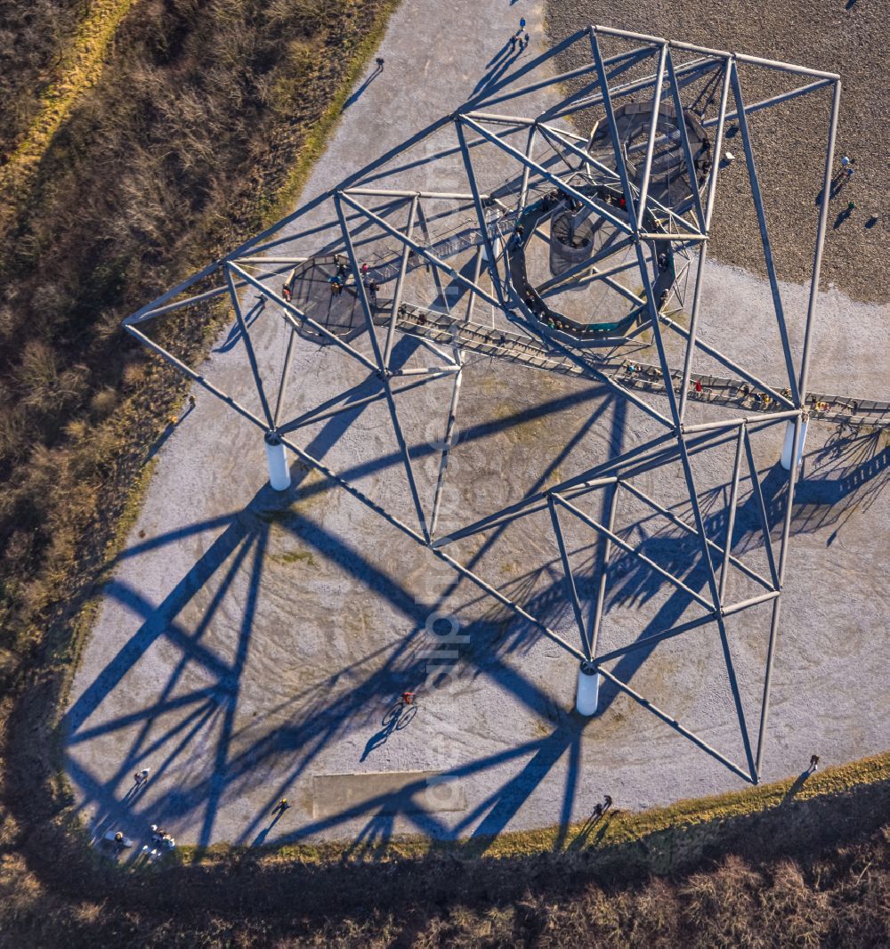 Bottrop from above - Observation tower tetrahedron in the heap at Beckstrasse in Bottrop at Ruhrgebiet in the state of North Rhine-Westphalia