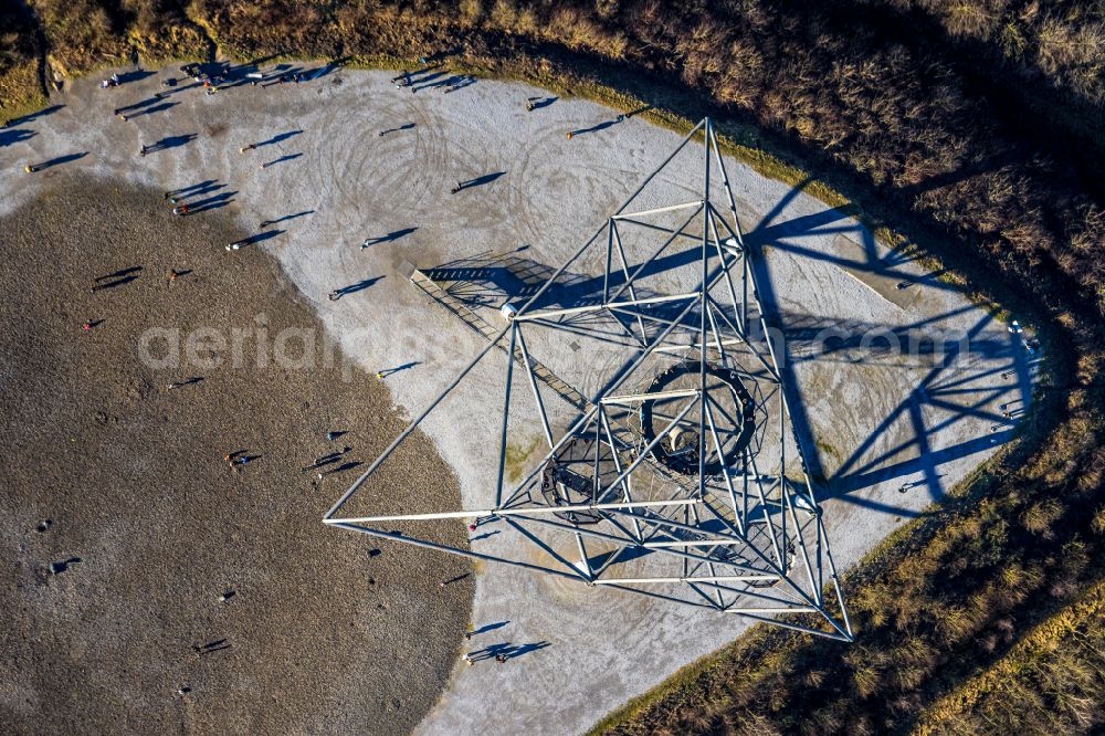 Bottrop from above - Observation tower tetrahedron in the heap at Beckstrasse in Bottrop at Ruhrgebiet in the state of North Rhine-Westphalia