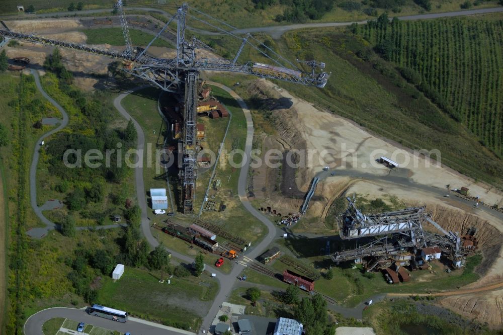 Grosspösna from the bird's eye view: Exhibition grounds of the Bergbau-Technik-Park e.V. in Grosspoesna in the state Saxony