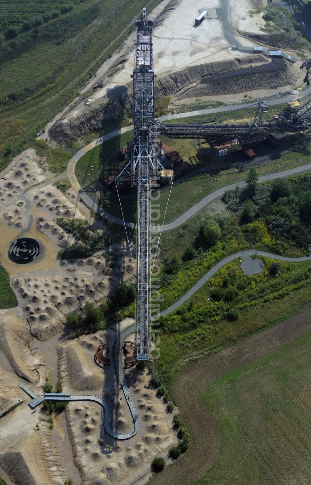 Grosspösna from above - Exhibition grounds of the Bergbau-Technik-Park e.V. in Grosspoesna in the state Saxony