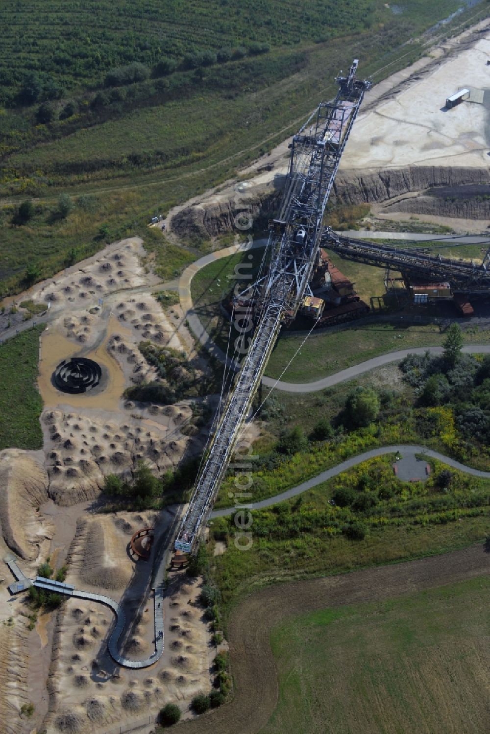 Grosspösna from the bird's eye view: Exhibition grounds of the Bergbau-Technik-Park e.V. in Grosspoesna in the state Saxony