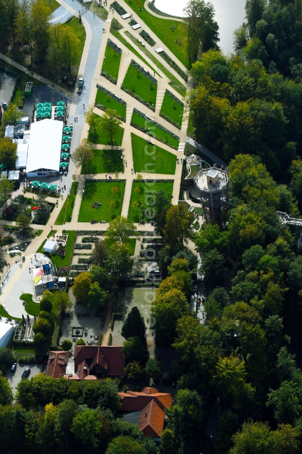 Bad Iburg from the bird's eye view: Park of LAGA Landesgartenschau in Bad Iburg in the state Lower Saxony, Germany