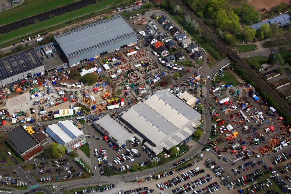 Aerial photograph Offenburg - Exhibition grounds and exhibition halls of the FORESTRY live and DEER & FISH in Offenburg in the state Baden-Wuerttemberg, Germany