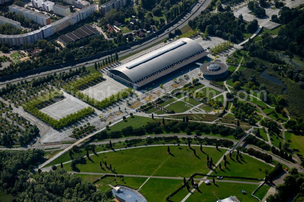 Rostock from above - Exhibition grounds and exhibition halls of the HanseMesse Rostock in the district Schmarl in Rostock in the state Mecklenburg - Western Pomerania, Germany