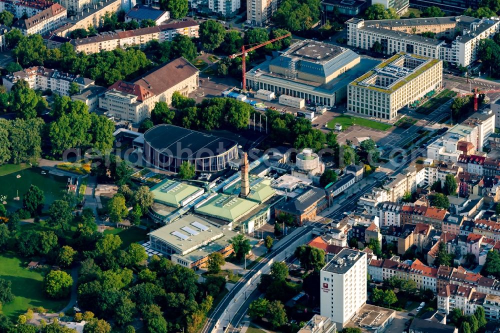 Karlsruhe from the bird's eye view: Exhibition grounds and exhibition halls of the Konkresszentrum in Karlsruhe in the state Baden-Wurttemberg, Germany