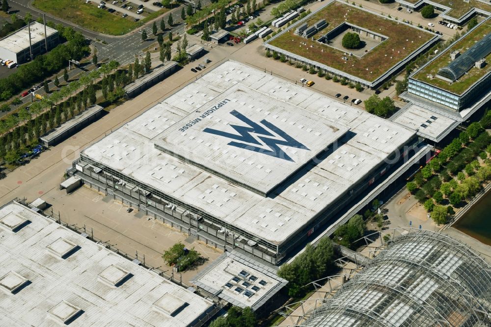 Aerial photograph Leipzig - Exhibition grounds and exhibition halls of the LMI - Leipziger Messe International GmbH on Messe-Allee in the district Nord in Leipzig in the state Saxony, Germany