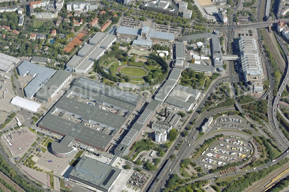 Berlin from above - Exhibition grounds and exhibition halls of the Messe Berlin in Berlin