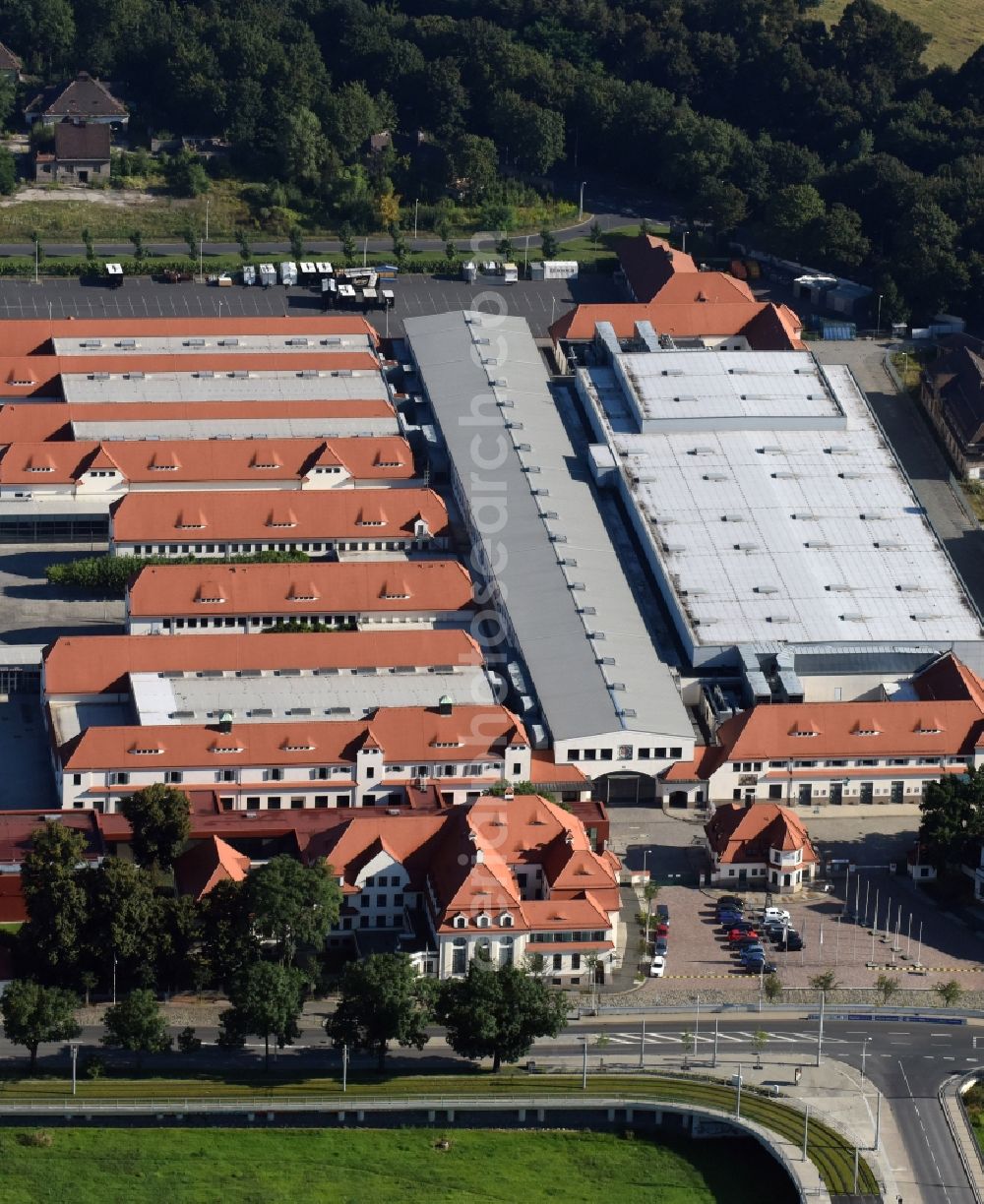 Aerial image Dresden - Exhibition grounds and exhibition halls of the MESSE DRESDEN GmbH in Dresden in the state Saxony