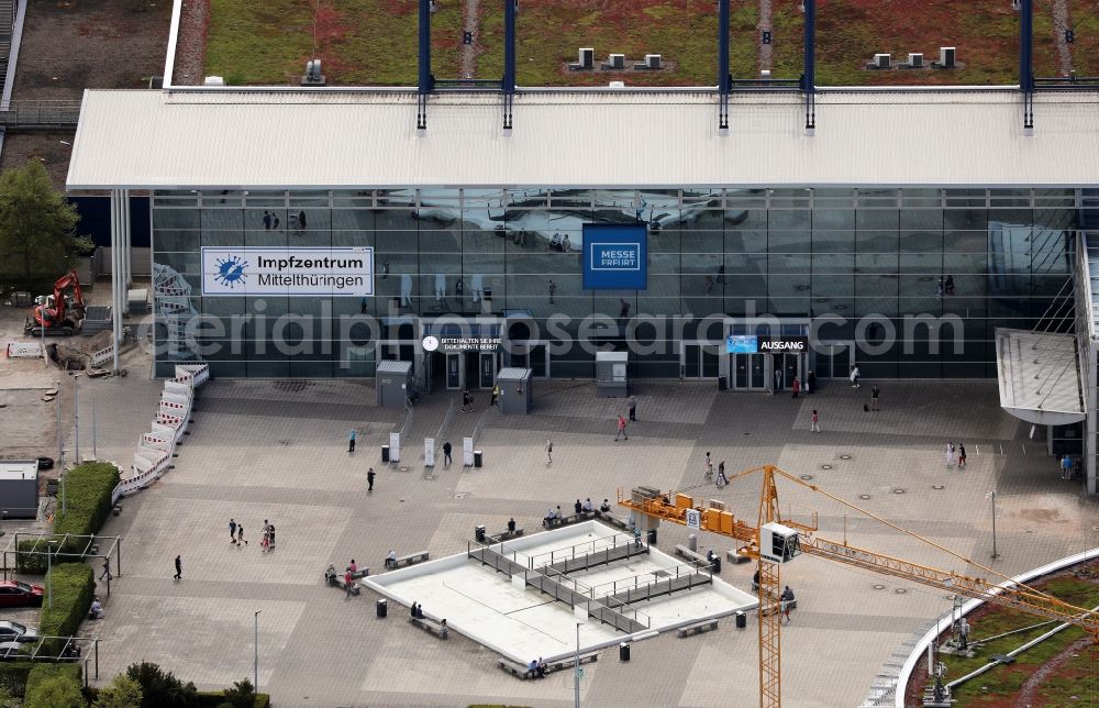 Aerial image Erfurt - Exhibition grounds and exhibition halls of the Messe Erfurt in the district Hochheim in Erfurt in the state Thuringia, Germany