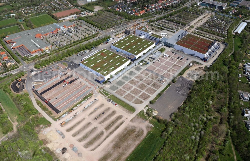 Erfurt from above - Exhibition grounds and exhibition halls of the Messe Erfurt in the district Hochheim in Erfurt in the state Thuringia, Germany