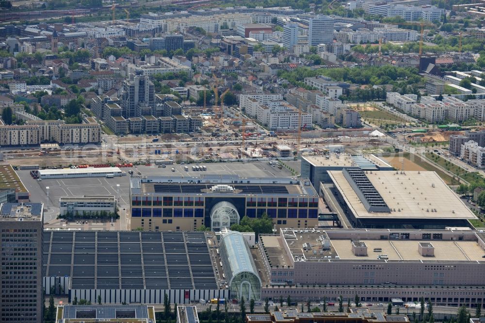 Aerial photograph Frankfurt am Main - Exhibition grounds and exhibition halls of the Messe Frankfurt in Frankfurt in the state Hesse