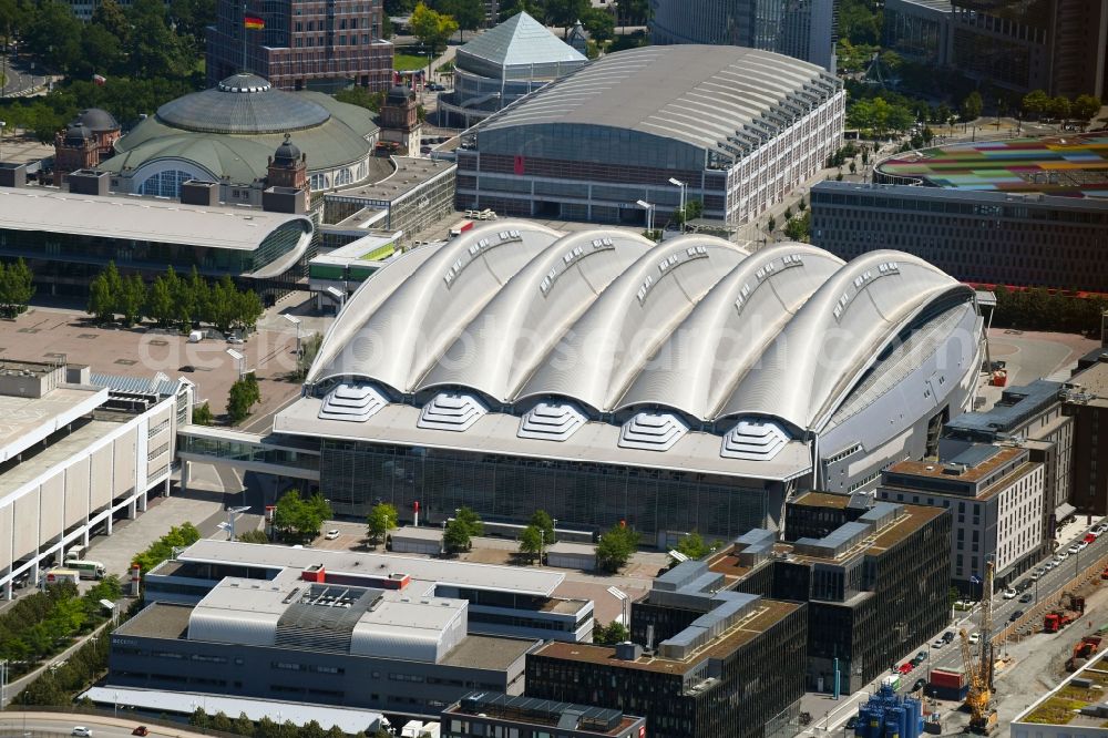 Aerial photograph Frankfurt am Main - Exhibition grounds and exhibition halls of the Messe in Frankfurt in the state Hesse