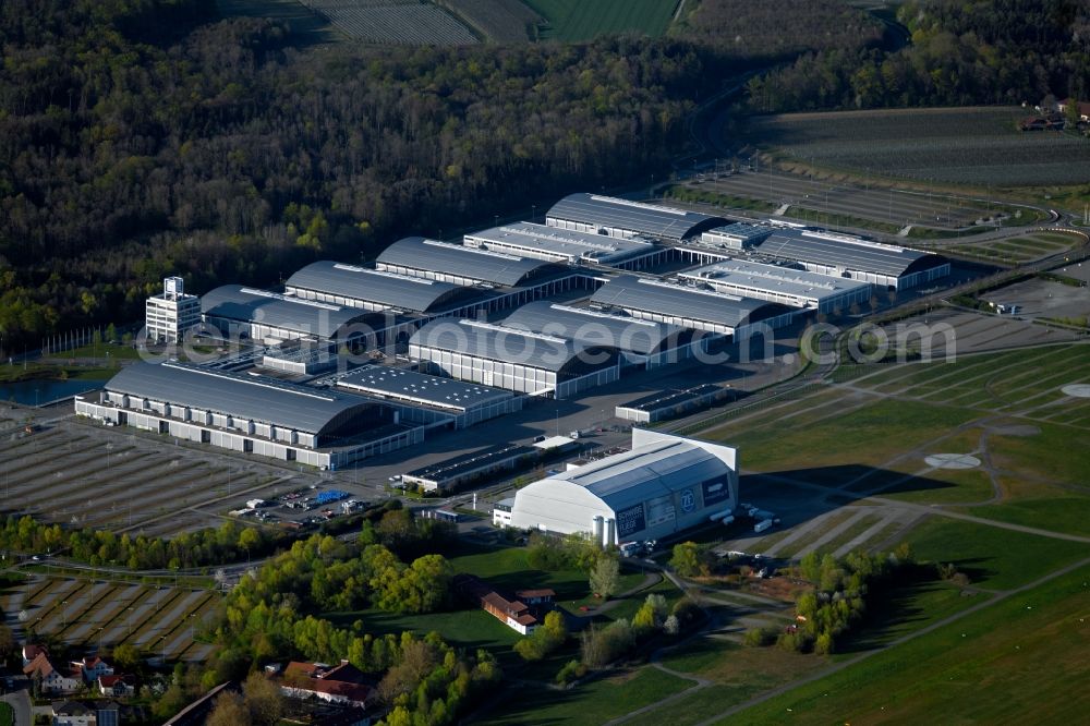 Aerial photograph Friedrichshafen - Exhibition grounds and exhibition halls of the Messe in Friedrichshafen in the state Baden-Wuerttemberg, Germany