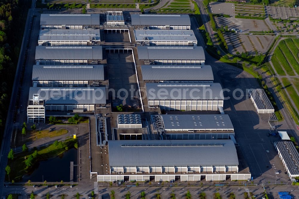 Aerial photograph Friedrichshafen - Exhibition grounds and exhibition halls of the Messe in Friedrichshafen in the state Baden-Wuerttemberg, Germany