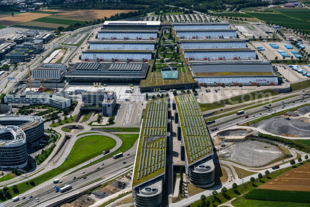 Leinfelden-Echterdingen from the bird's eye view: Exhibition grounds and exhibition halls of the Messe in Leinfelden-Echterdingen in the state Baden-Wurttemberg, Germany