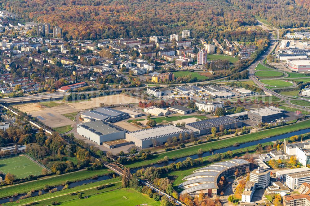 Offenburg from above - Exhibition grounds and exhibition halls of the Messe Offenburg and Oberrheinhallen in Offenburg in the state Baden-Wuerttemberg, Germany