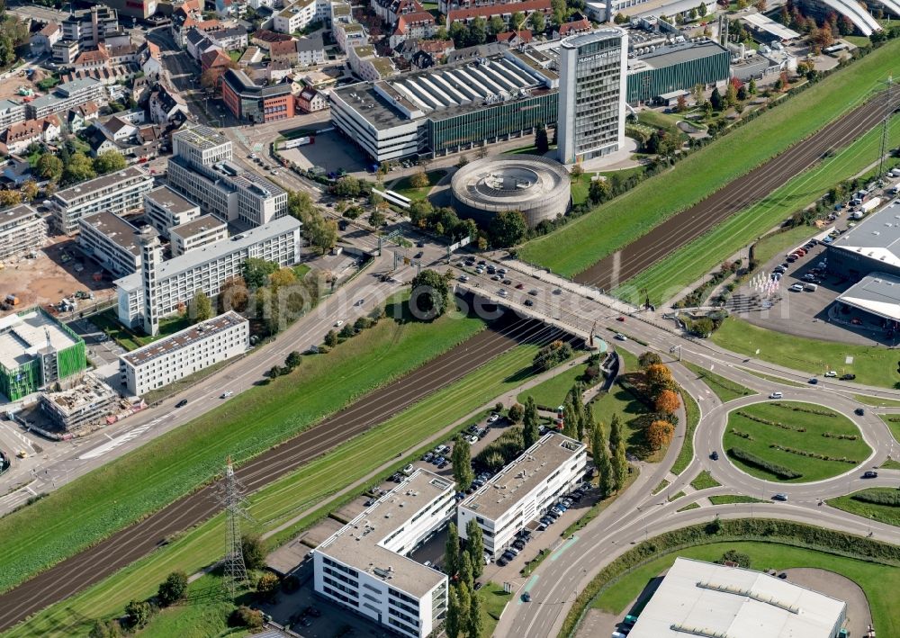 Aerial photograph Offenburg - Exhibition grounds and exhibition halls of the Messe Offenburg-Ortenau GmbH on Schutterwaelder Strasse in Offenburg in the state Baden-Wuerttemberg, Germany