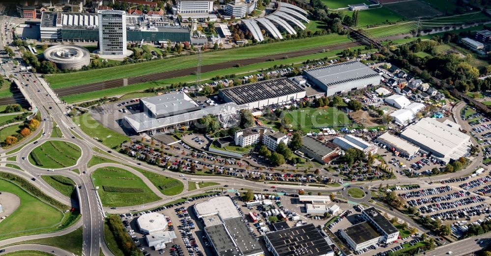 Aerial image Offenburg - Exhibition grounds and exhibition halls of the Messe Offenburg-Ortenau GmbH on Schutterwaelder Strasse in Offenburg in the state Baden-Wuerttemberg, Germany