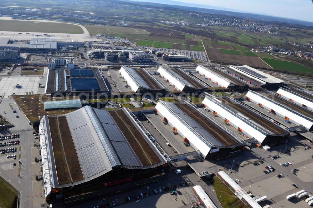 Aerial photograph Stuttgart - Exhibition grounds and exhibition halls of the Messe in Stuttgart in the state Baden-Wurttemberg, Germany