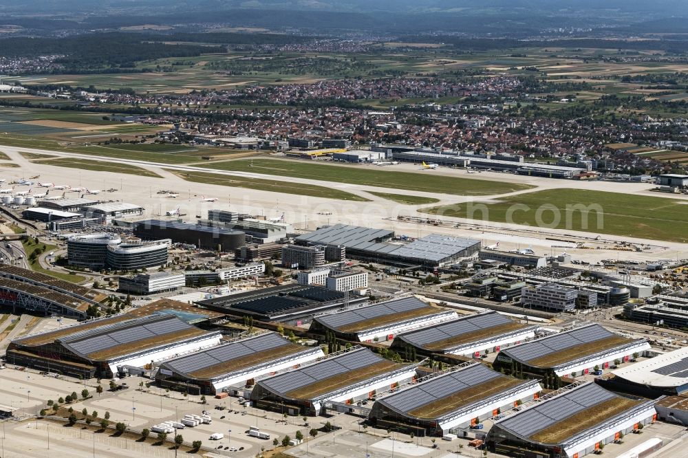 Aerial image Stuttgart - Exhibition grounds and exhibition halls of the Messe in Stuttgart in the state Baden-Wurttemberg, Germany