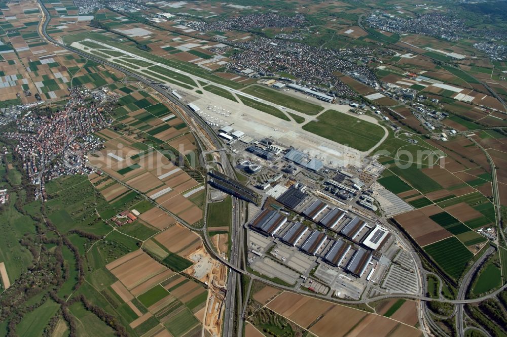 Aerial image Leinfelden-Echterdingen - Exhibition grounds and exhibition halls of the Messe in Stuttgart in the state Baden-Wurttemberg, Germany